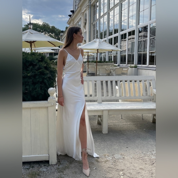 Ivory Silk Slip Dress - Picture 2 of 9